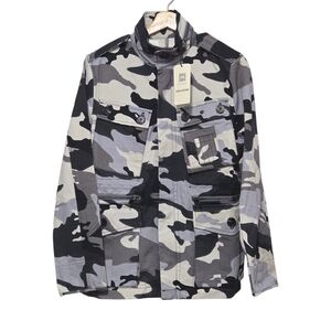 Zadig & Voltaire Black And Gray Kola Camo Jacket Womens Size Medium